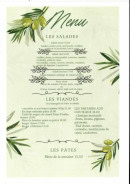 Carte et menu de A l'ombre des oliviers à Gardanne — Les salades, viandes et pates