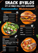 Menu Byblos - Les hamburgers, salades, ...