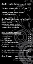 Menu (La) brasserie - Les formules, desserts et glaces
