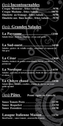 Menu (La) brasserie - Les salades, pâtes et incontournables