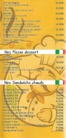Menu Le 124 - Pizzas crème suite, pizzas desserts et sandwiches 