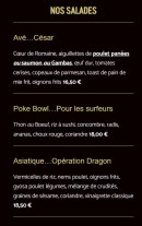 Menu Le Millesime - Les salades