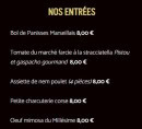 Menu Le Millesime - Les entrées