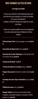 Menu Le Millesime - Les viandes au feu de bois
