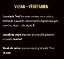 Menu Le Millesime - Végan et végétarien