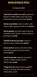 Menu Le Millesime - Retour de pêche
