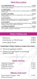 Menu Le Sandra - Les salades et formules