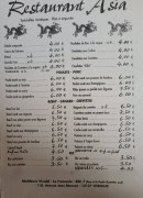 Menu Restaurant Asia - Poulets, porc et bœuf,...