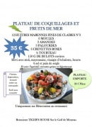 Menu Tiger's House - Le plateau de coquillages et fruits de mer