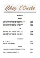 Carte et menu de Chez l'Oncle à Les Pennes Mirabeau — Les boissons