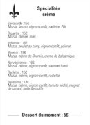 Menu Les Gourmands - Les pizzas spécialités crème