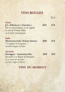 Menu Café de la Place - Vins rouges