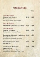 Menu Café de la Place - Côtes du luberon, côtes du rhône, côtes de ventoux,....