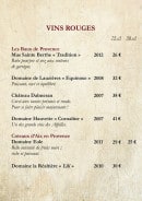 Menu Café de la Place - Les beaux de provence,châteaux d'aix en provence