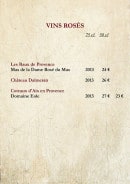 Menu Café de la Place - Vins rosés