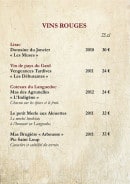 Menu Café de la Place - Lirac, vin de pays du gard, couteaux du langeudoc