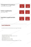Menu Pizza Kings - Les suppléments et boissons