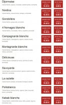 Menu Pizza Kings - Les pizzas bases crèmes suite