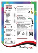 Menu Bowlingstar - Les alcools, cocktails, snacking...