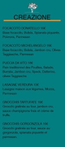 Carte et menu de Il Forno Da Vito à Salon de Provence — Creazione