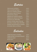 Menu Restaurant Orchidée - Les enrées et salades