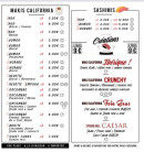 Carte et menu de Sushi de la place à Pelissanne — Makis california et sashimis