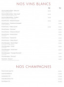 Menu Royal Provence - Les vins blancs et champgnes