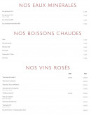 Menu Royal Provence - Les eaux minérales, boissons chaudes et vins rosés