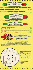 Menu La Cigale - Les pizzas sucrées, desserts, ...