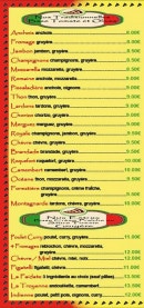 Menu La Cigale - Les pizzas
