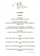 Menu Les voûtes - Pour débuter et plats 