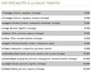 Menu Pizza de manon - Les spécialités