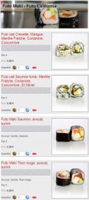 Menu Sushikoste - Les Futo Maki et Futo california