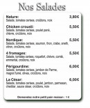 Menu Mike's Pizza - Les salades