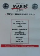 Menu Marin' Bar - Le menu Bouliste à 15 €