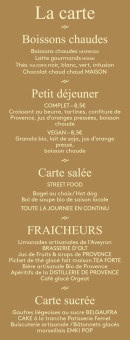 Menu Le café de l’horloge - La carte