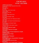Menu Le Continental - Les  cocktails avec alcools 