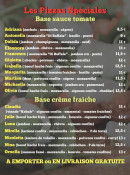 Carte et menu de La Pizza des 4 Chemins à Roquefort la Bedoule — Les pizzas spéciales