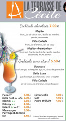 Menu La Terrasse de Cécile - Les cocktails