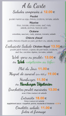 Menu La Terrasse de Cécile - Le menu à la carte