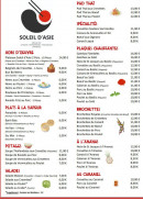 Carte et menu de Restaurant Soleil d'Asie à Roquefort la Bedoule — Les salades, potaces,....