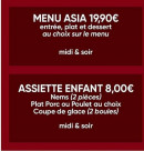 Menu Asia - Les menu asia, assiette enfant