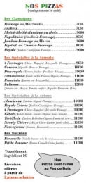 Menu Myo D'ôh - Les pizzas 