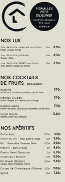 Menu La Cabane - Les jus, cocktails de fruit, ...
