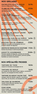 Menu La Cabane - Les grillades, spécialités