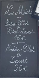 Menu Bistrot Jacques - Exemple de menu a 16 €