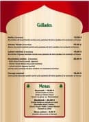 Menu Le Libanais - grillades