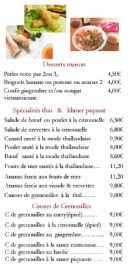 Menu Le Village du Bonheur - Les desserts maison, spécialités thaï...