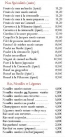 Menu Le Village du Bonheur - Les spécialités, riz...