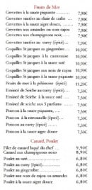 Menu Le Village du Bonheur - Les fruits de mer, canard et poulet